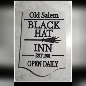 White & Black Hat Inn Salem Ma Mass Massachusetts Sign Happy Halloween